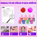 Juego de esmaltes de uñas para niñas, no tóxico, de secado rápido, con secador de uñas y esmalte de uñas despegable, juguetes de regalo ideal para niñas de 6 a 12 años