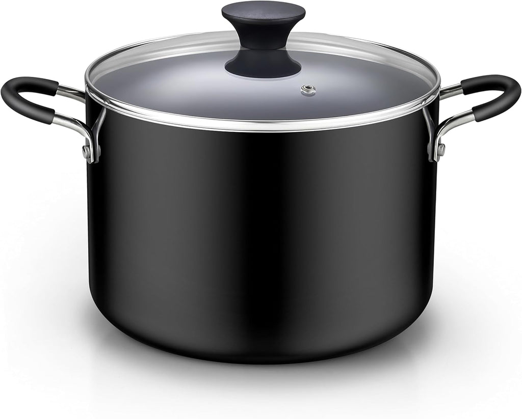 Cook N Home Olla antiadherente de 8 cuartos con tapa, ollas grandes para