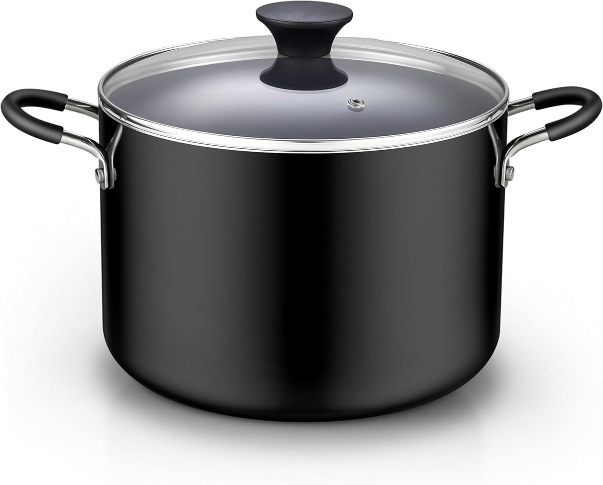 Cook N Home Olla antiadherente de 8 cuartos con tapa, ollas grandes para