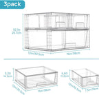 Vtopmart Cajones de almacenamiento apilables transparentes, juego de 3