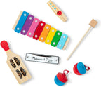 Melissa & Doug Band-in-a-Box - Juego de instrumentos de madera de 7 piezas