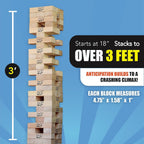 Jenga Desafío gigante, juego de apilamiento con tabla de torneos y bolsa de viaje, juego de fiesta para niños y adultos, se apila hasta 3 pies