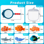 Juguetes de baño sin moho sin agujeros para niños de 1 a 3 años, juguetes de agua para bebés de 6 a 12 meses con bolsa de almacenamiento, juguetes de tiburón bebé para piscina, bañera, playa, ducha, bañera, regalo ideal para niños y niñas