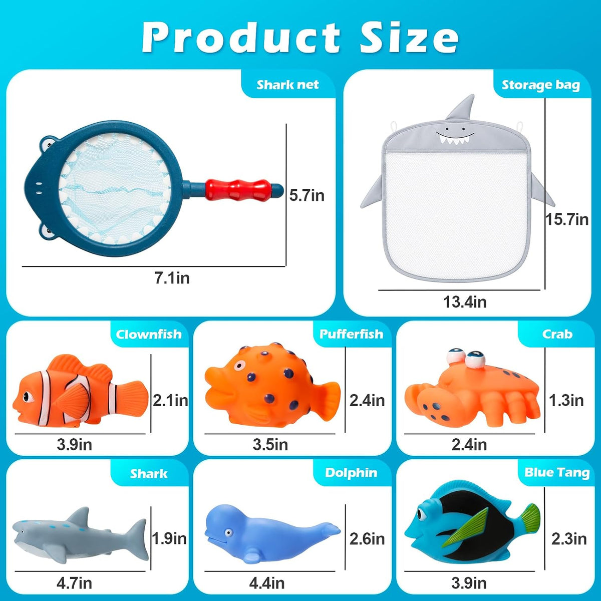 Juguetes de baño sin moho sin agujeros para niños de 1 a 3 años, juguetes de agua para bebés de 6 a 12 meses con bolsa de almacenamiento, juguetes de tiburón bebé para piscina, bañera, playa, ducha, bañera, regalo ideal para niños y niñas