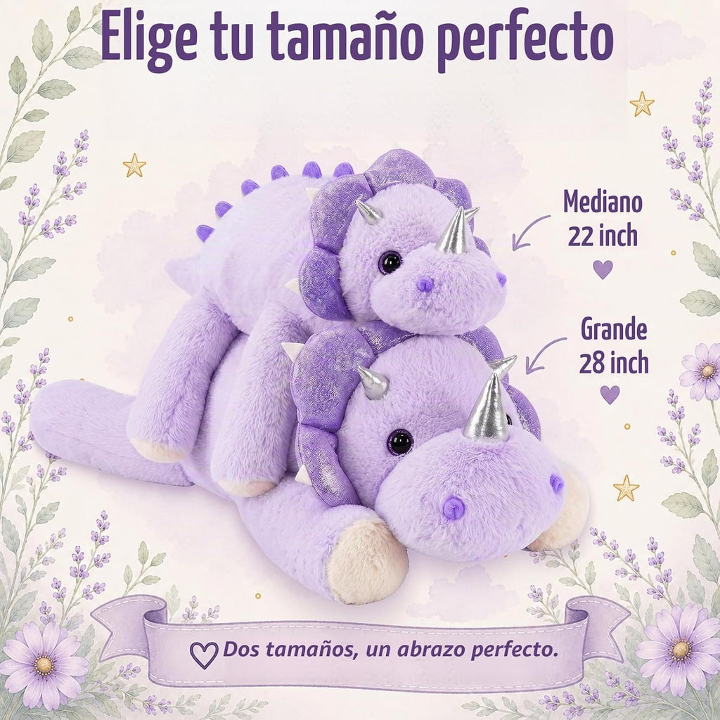 gnomantic Animales de peluche con peso de dinosaurio, almohada de felpa