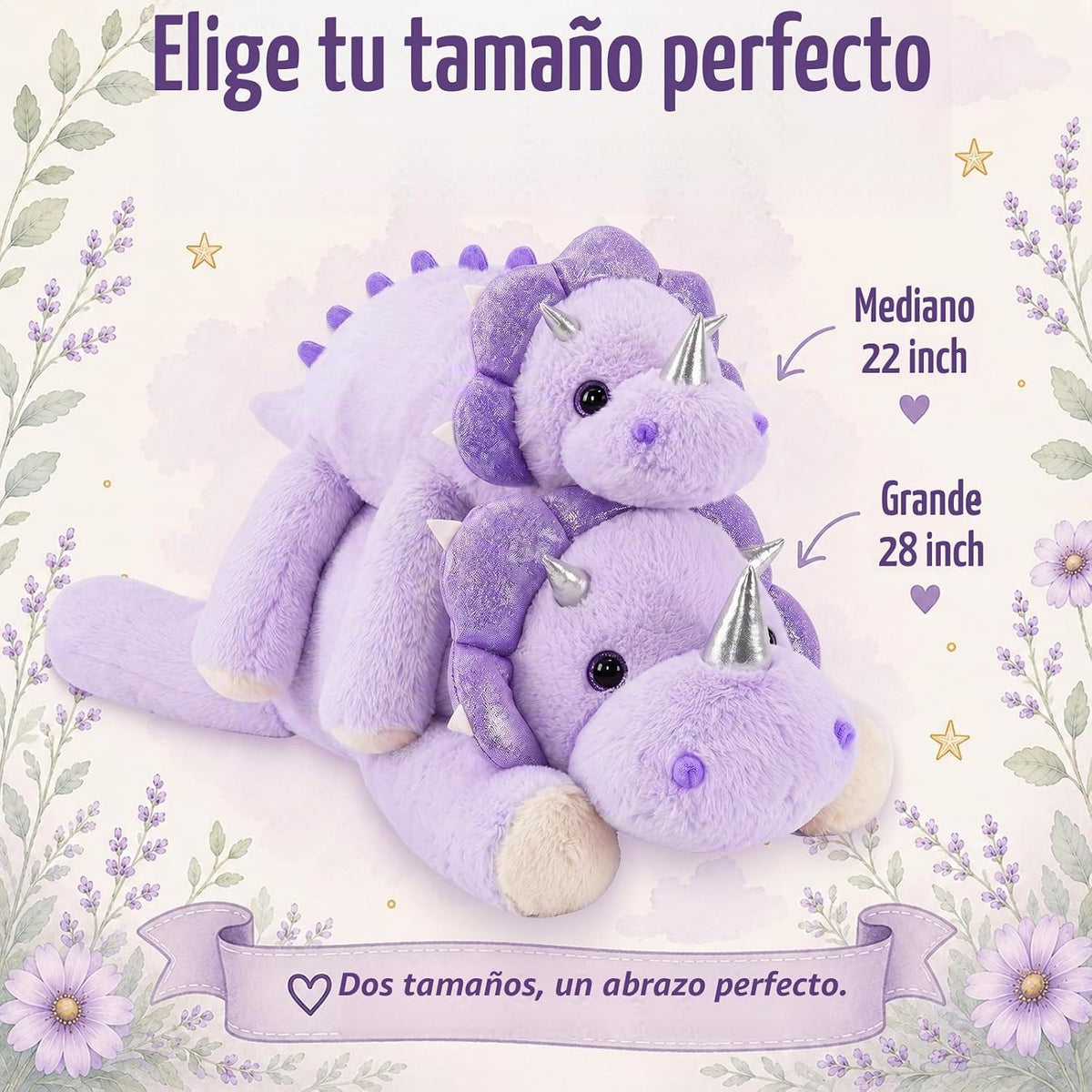 gnomantic Animales de peluche con peso de dinosaurio, almohada de felpa