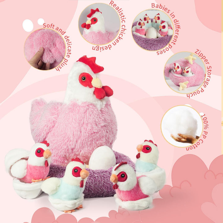 Juego de animales de peluche de pollo 9 en 1, juguetes de peluche d...