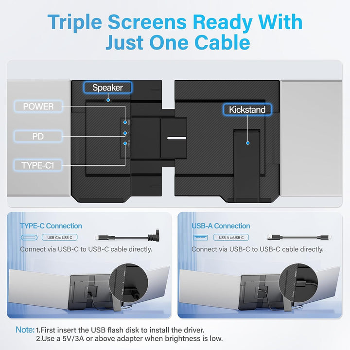 Extensor de pantalla para laptop de 15.6 pulgadas, monitor triple u...