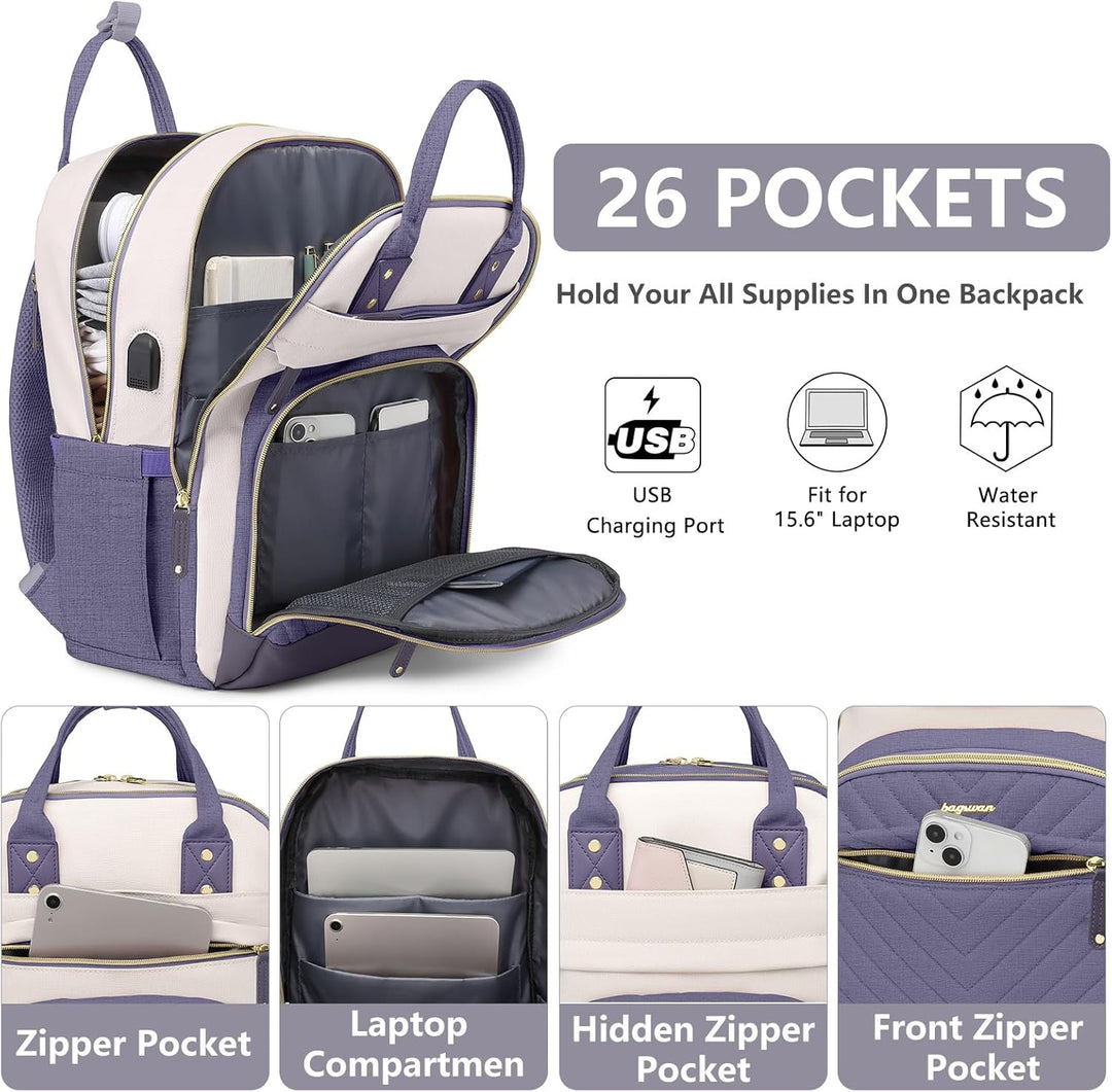 Mochila para laptop para mujer, bolsa de trabajo, mochila de viaje...