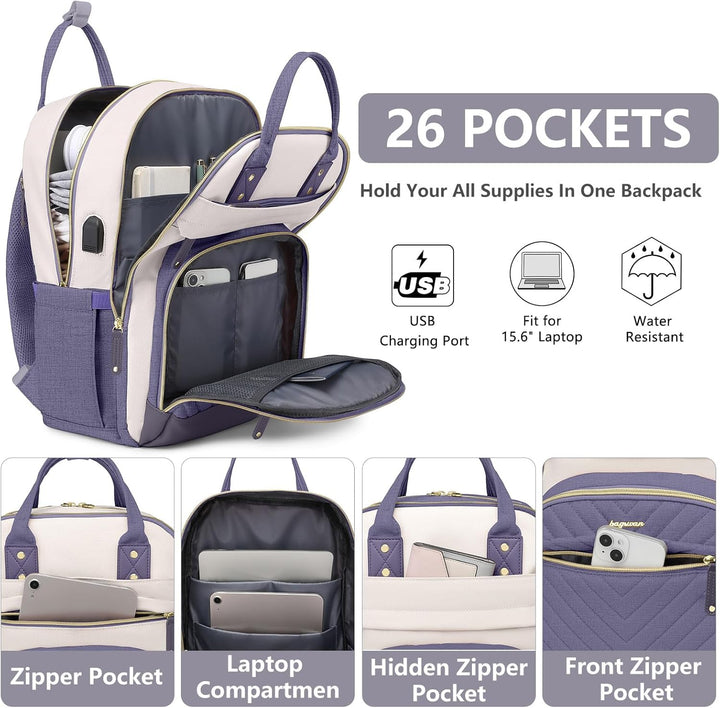 Mochila para laptop para mujer, bolsa de trabajo, mochila de viaje...
