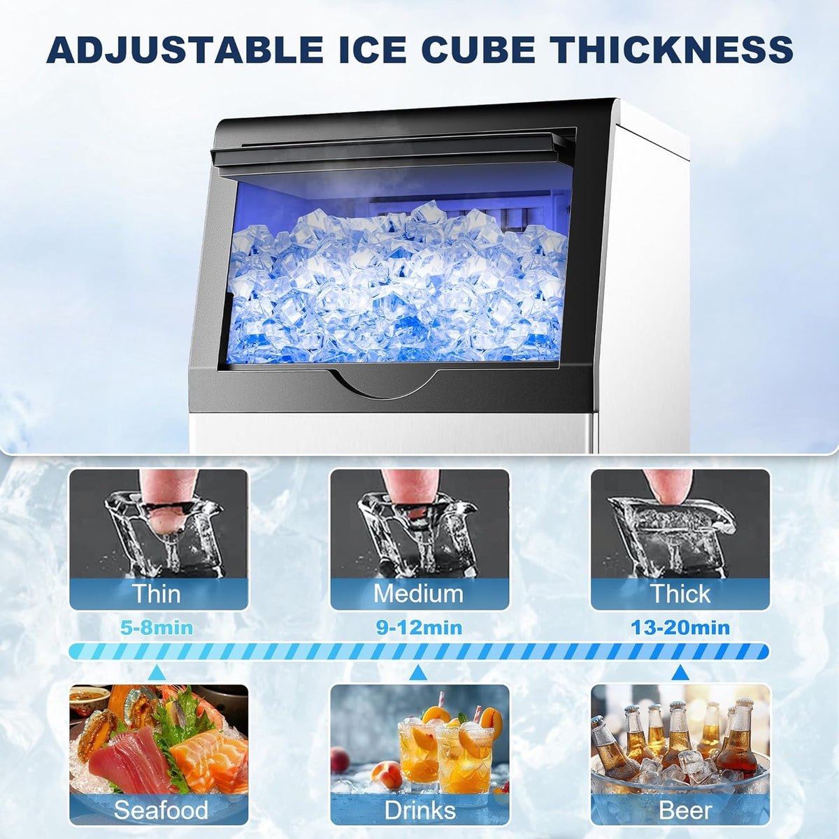 Máquina comercial del fabricante de hielo de 90LBS/24H debajo de la