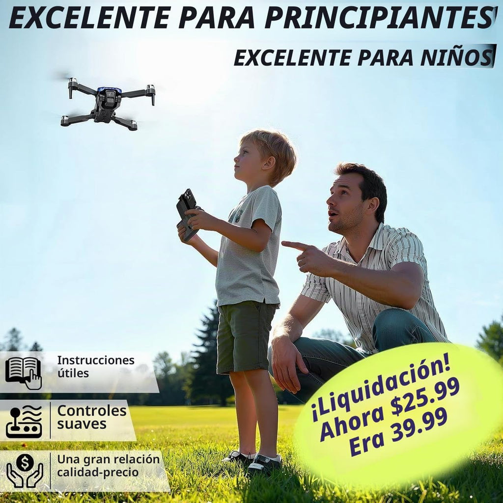 FPV Drone con cámara 1080P – Liquidación! Mini dron RC plegable con funda de transporte, 2 baterías, selfie gesto, retención de altitud, despegue/aterrizaje con una tecla, giros 3D, adultos y niños - solo $25.99