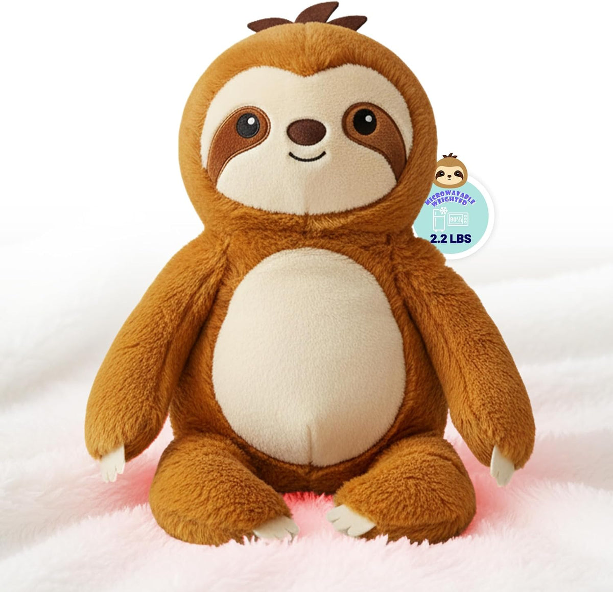 Animales de peluche de perezoso térmico con peso, perezoso grande de 16 pulgadas para microondas con cremallera, lindo juguete de felpa lavable, sin perfume, almohada cómoda para niños, adolescentes y adultos, regalo de cumpleaños de 2.2 libras