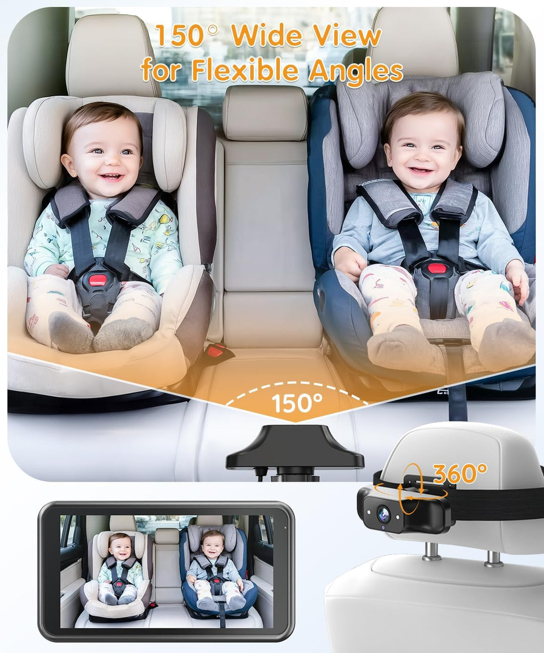 Babyvue BC1 - Cámara de coche para bebé pantalla HD 1080P