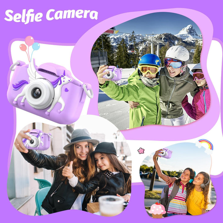 Goopow - Cámara de selfie para niños, juguete de cámara de video di...