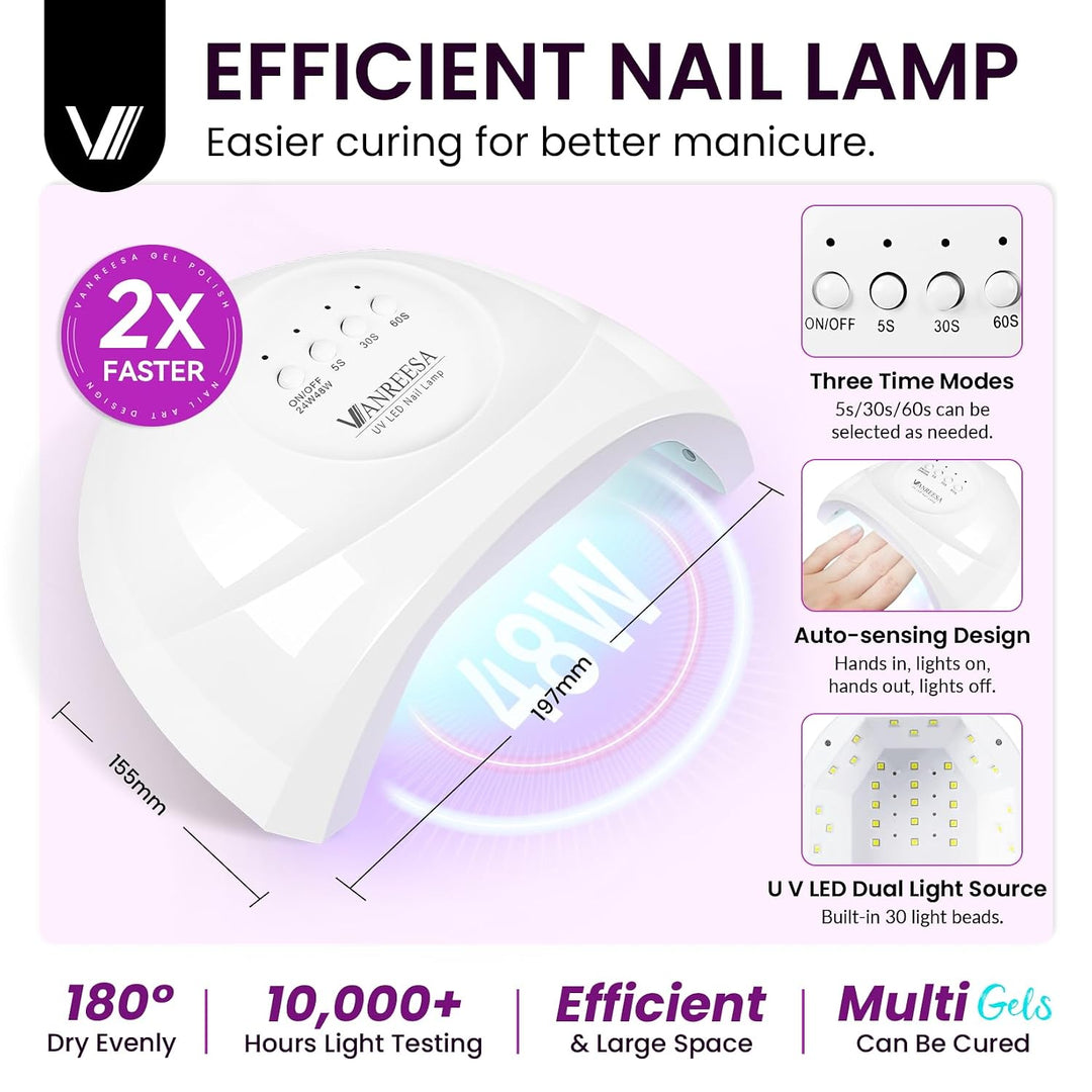 VANREESA Kit de esmalte de uñas de gel con luz UV, 53 piezas, juego...