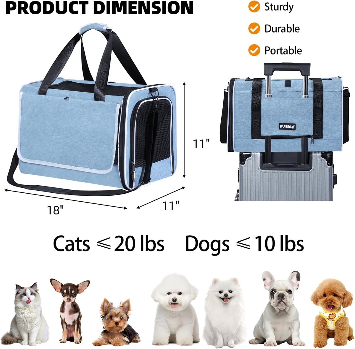 Transportador para gatos para viajes, lado suave, carga superior, cortina