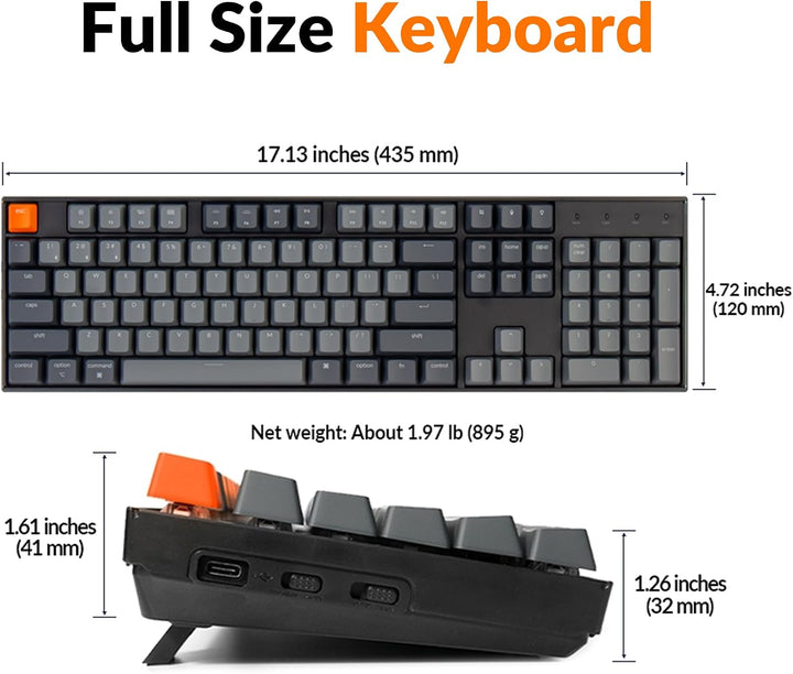 Keychron Teclado mecánico inalámbrico K10 de tamaño completo con 10...