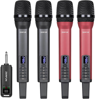 ZERFUN 4 Micrófonos Inalámbricos Recargables, Sistema de Micrófonos...