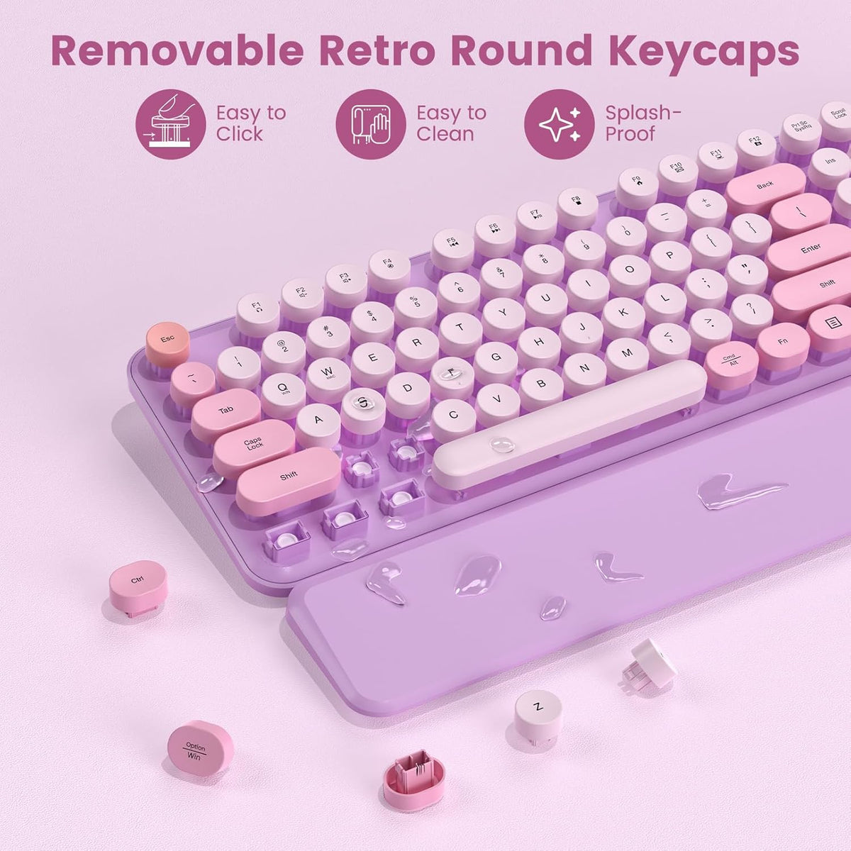 Combo de teclado y mouse inalámbricos con teclas redondas, teclado...