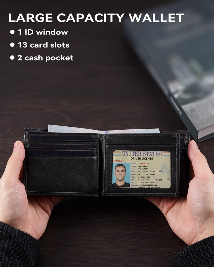 Swallowmall Cartera de cuero con bloqueo RFID para hombre, cartera...
