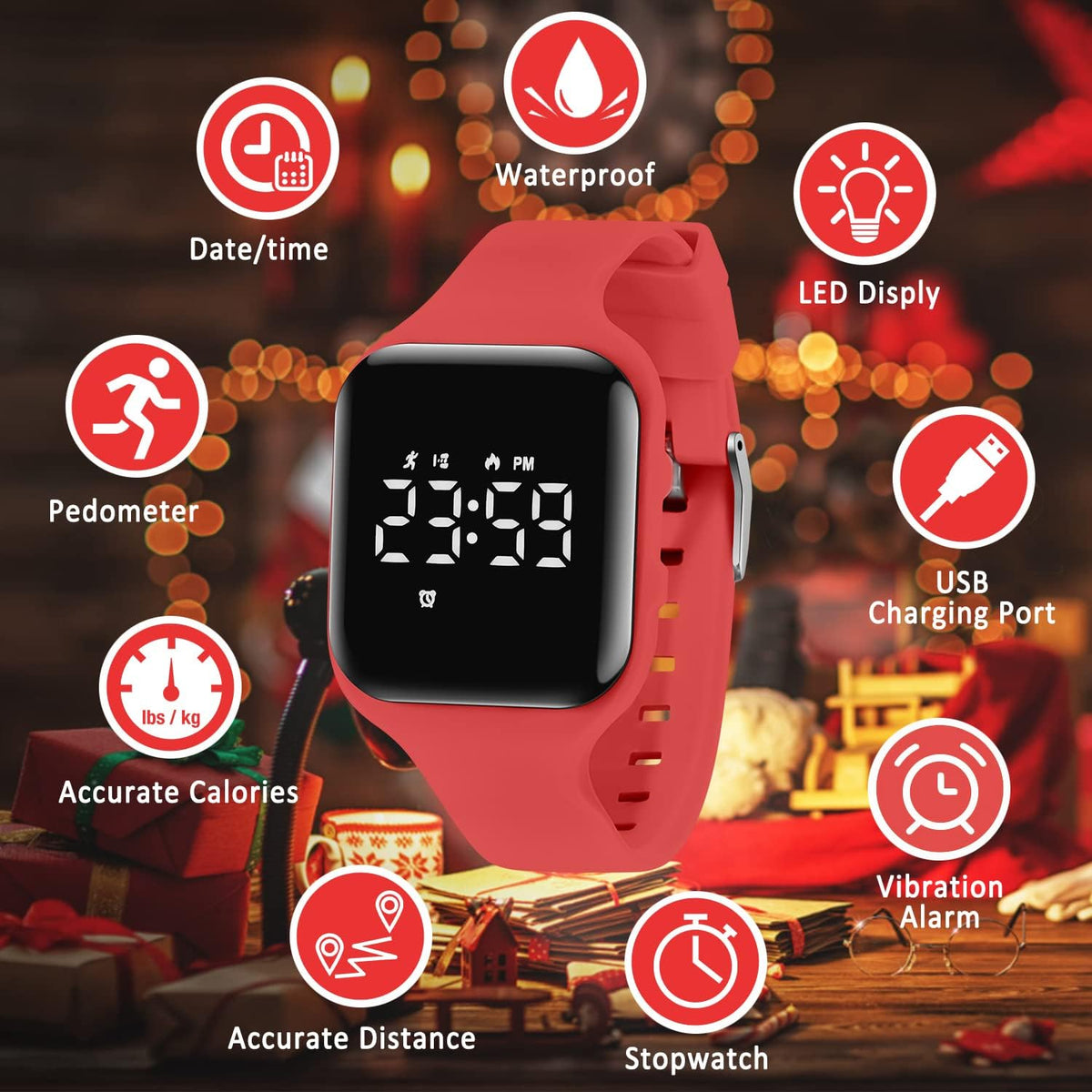 Relojes para niños y niñas, reloj deportivo digital con contador de pasos, podómetro, alarma de vibración, sin aplicación, impermeable, rastreador de fitness, reloj para niños, niñas, adolescentes