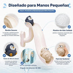 Juguetes de baño para mayores de 3 años, sin agujero, 6 animales marinos flotantes con tobogán de agua, aro de baloncesto y red de atrapación, juguetes de bañera para niños y niñas, juguetes de agua