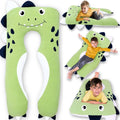 Almohada para cuerpo de niños con forma de dinosaurio - 119 cm en forma de U de felpa larga y suave para niños, para dormir, leer, comodidad para TDAH y necesidades especiales, ansiedad