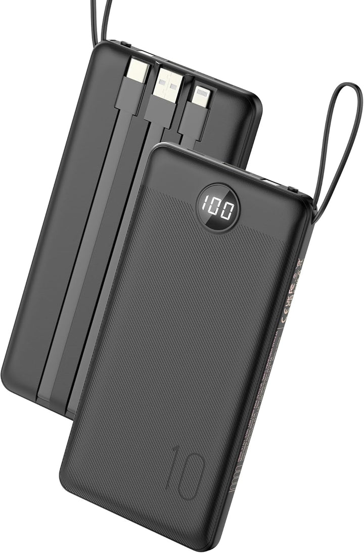 VEEKTOMX Cargador portátil con cables integrados, cargador de bater...