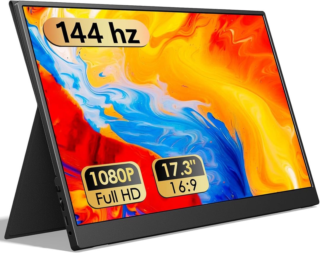 WGK Monitor portátil de borde estrecho de 17.3\u201D 1080P FHD 144H...