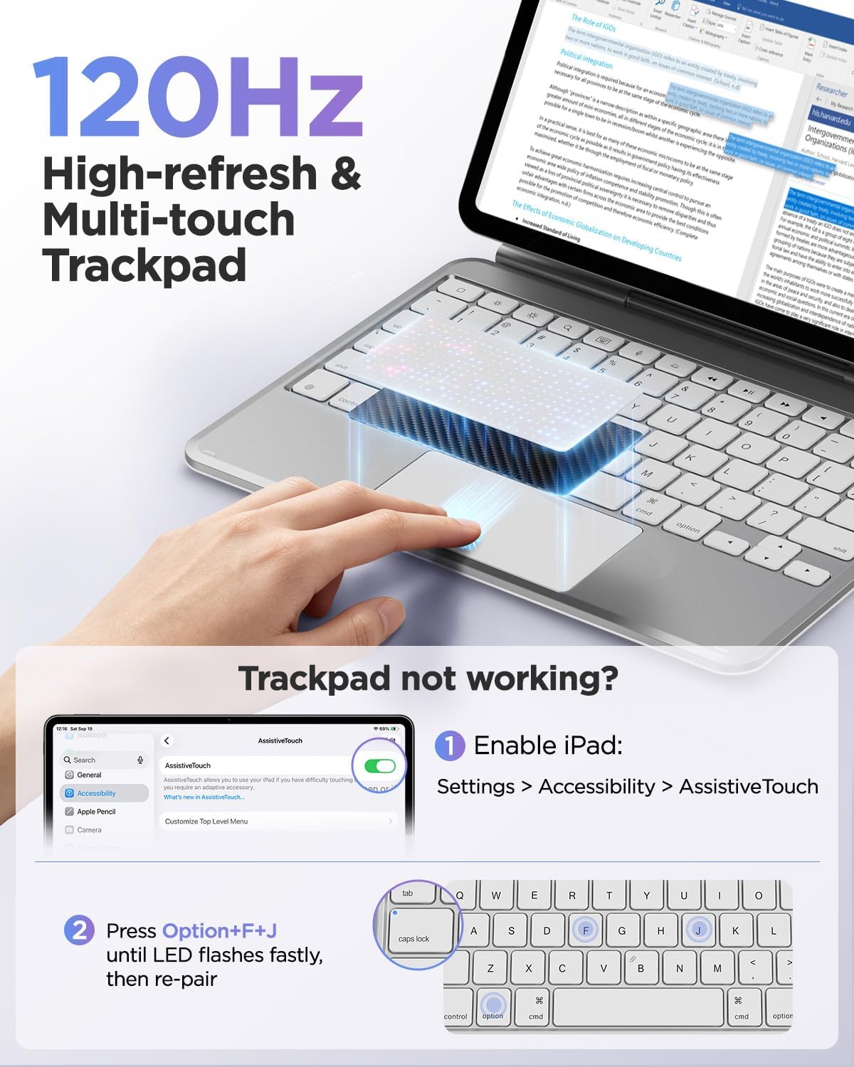 BOBOLEE Funda de teclado delgada de aluminio para iPad Air 11 / Pro de 11