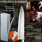 Yoshihiro Cuchillo de Gyuto de Damasco forjado, cubierto, Not Applicable