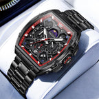 OLEVS Reloj para Hombres Analógico Cuarzo Lujo Diamante Resistente al Agua Cronógrafo Acero Inoxidable Carita Grande Cuadrado Fecha Fase Lunar Romano Relojes de Vestir para Hombres