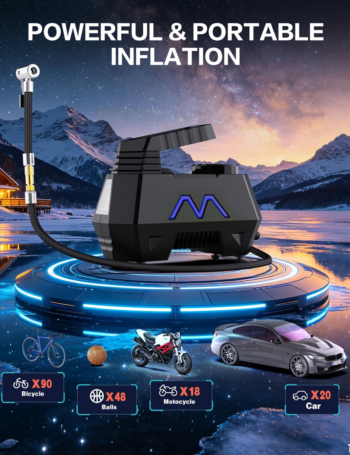 Motorenbau Inflador de neumáticos, compresor de aire portátil, bomb...