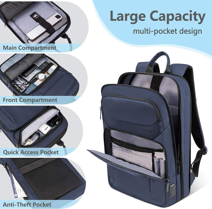 Lixiin Mochila para laptop para hombre, mochila de viaje expandible...
