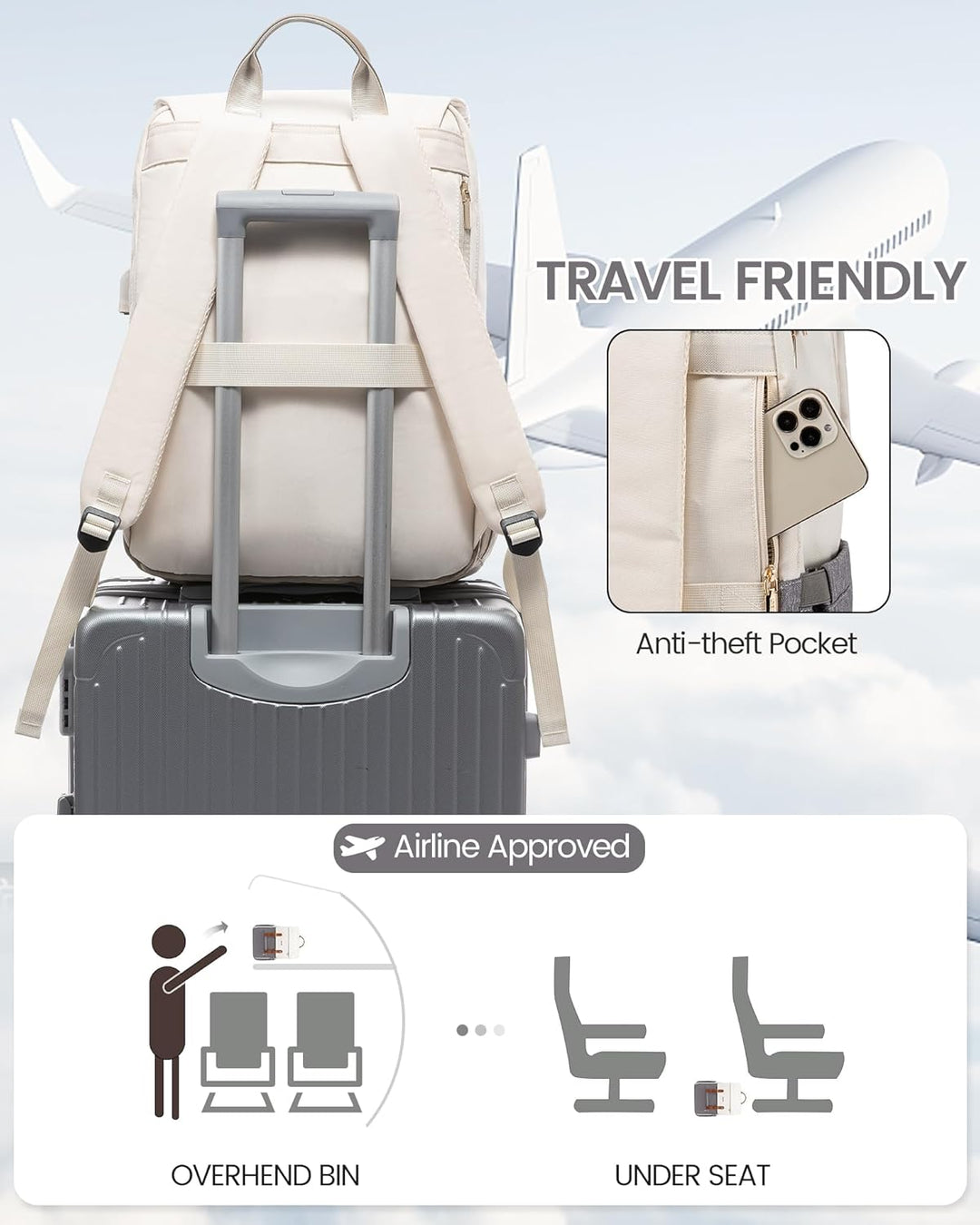 LOVEVOOK - Mochila para laptop de mujer, mochila de viaje para comp...