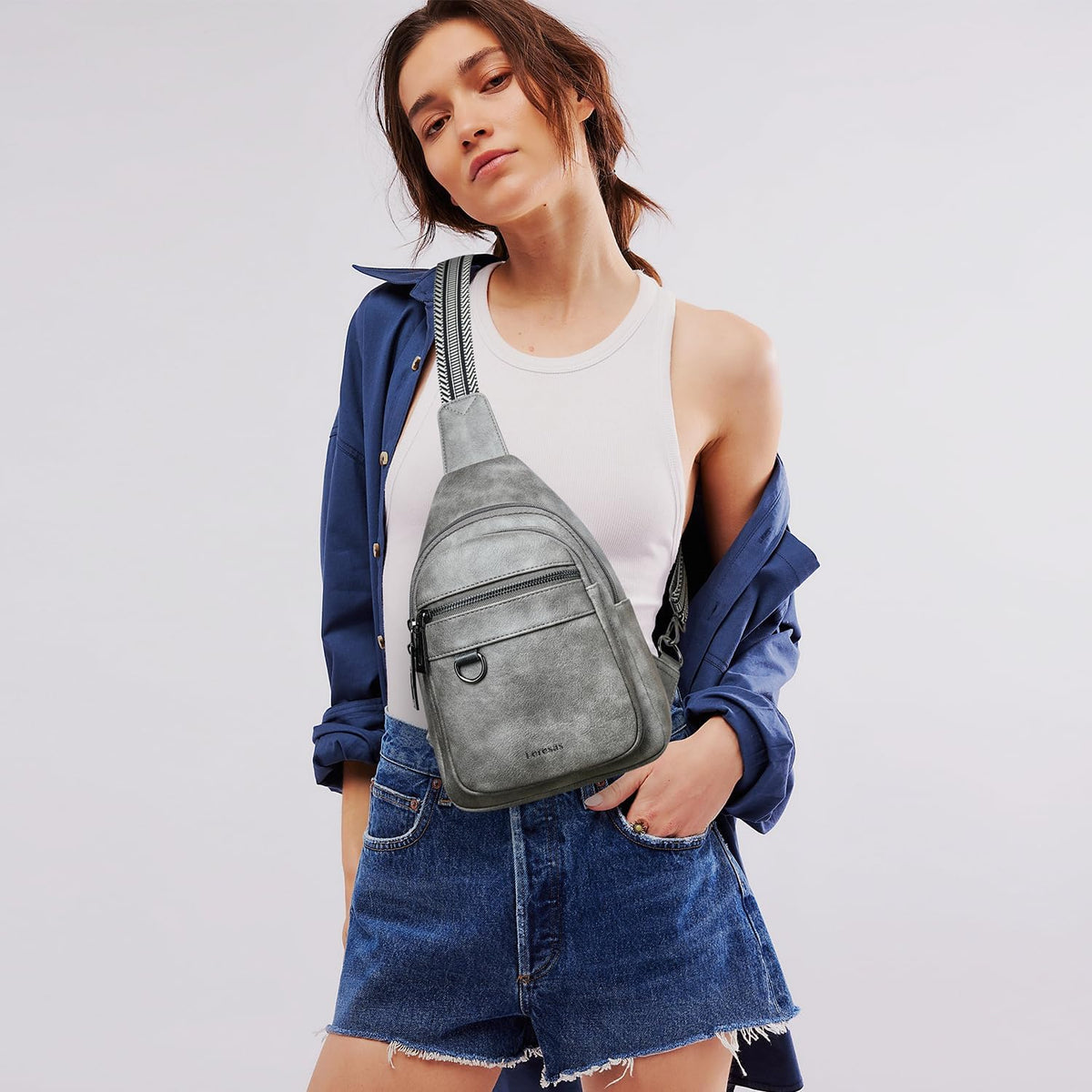 Bolso bandolera de 7L para mujeres y hombres, de cuero vegano, bolsos cruzados, riñonera, monedero, mochila sobre el hombro, bolsa antirrobo de viaje