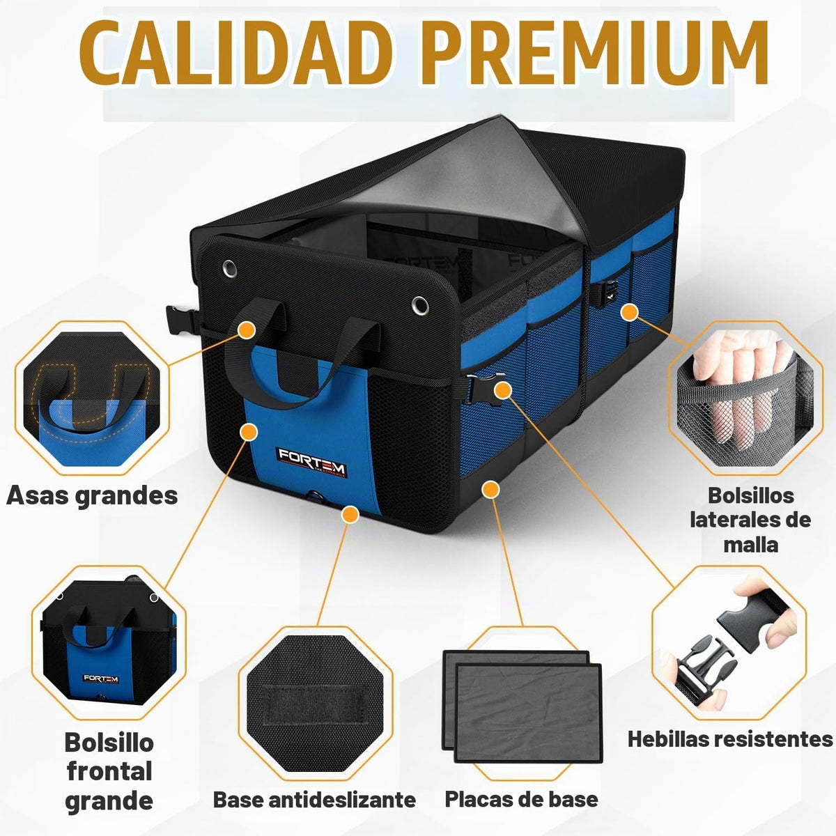 FORTEM Organizador de maletero, organizador plegable para automóvil y bolsa