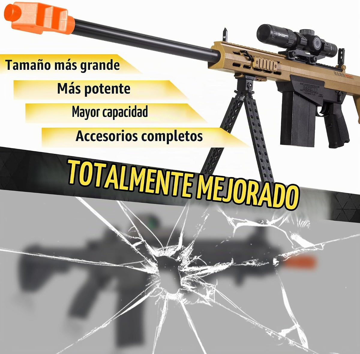 Gel Splat Blaster – Tamaño grande de 42 pulgadas – Manual y automático completo salpicadura 12 Orby por segundo – Batería recargable modular de 7.4 V – para mayores de 14 años