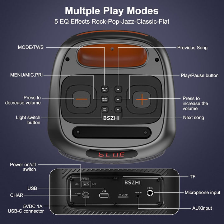 Máquina de karaoke con 2 micrófonos inalámbricos, altavoz Bluetooth...