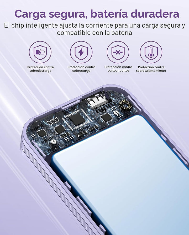 Cargador portátil, 12000 mAh, 22,5 W, USB C, carga rápida, con cabl...