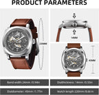 SAPPHERO Relojes para Hombre de Pulsera de Cuero Esqueleto Automáticos