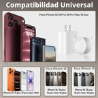 Cargador USB C de carga rápida para iPhone 18, 17, 16, 15 Pro, carga rápida, 20 W, 10 pies