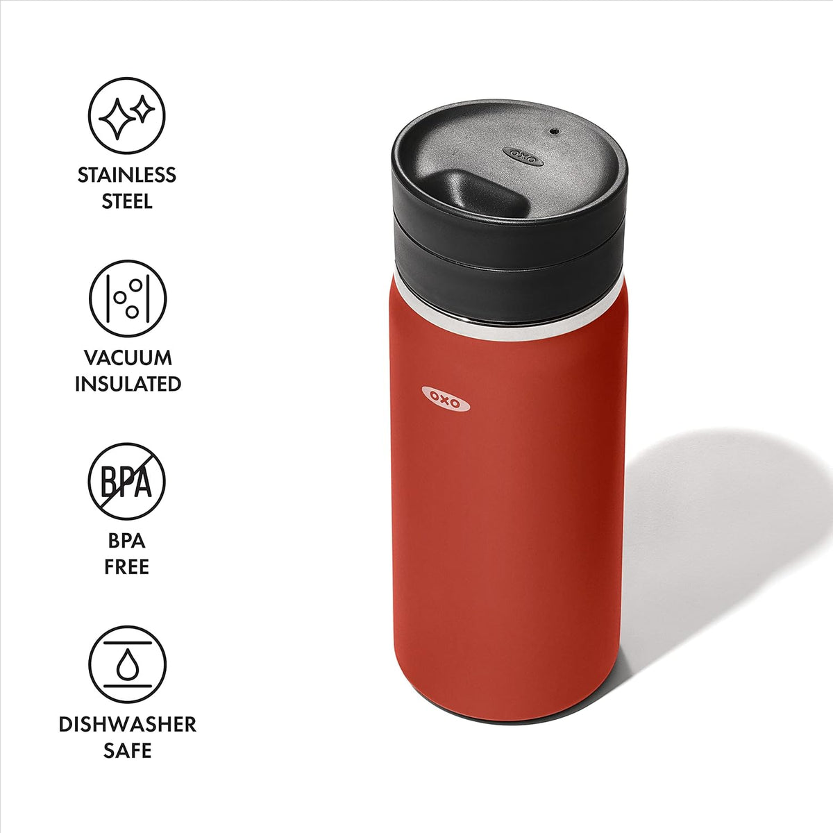 OXO Good Grips - Taza de café de viaje de 16 onzas con tapa SimplyClean