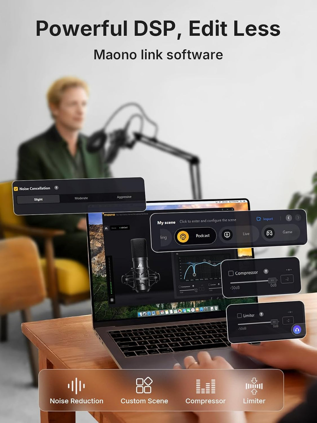 MAONO Micrófono de condensador XLR\/USB: 192kHz\/24Bit Plug &amp; P...