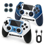 Paquete de 2 controles para PS4 con tapones para joysticks, control inalámbrico con botones traseros programables para PS4/Pro/Slim/PC, batería de 1000mAh/vibración dual/joystick con efecto Hall/panel táctil/giroscopio de 6 ejes/entrada de 3.5 mm