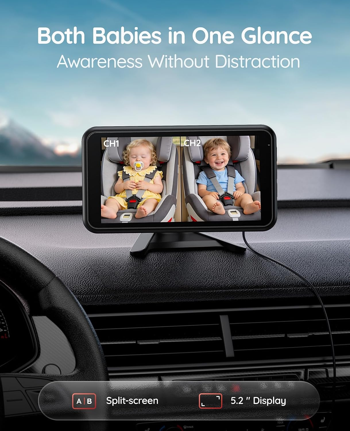Babyvue BV6PRO - Cámara inalámbrica de doble coche, monitor de bebé...