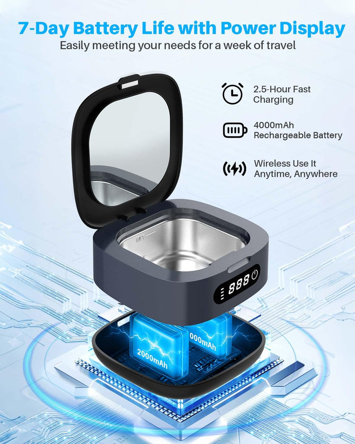 Limpiador ultrasónico recargable de retenedor, máquina limpiadora d...