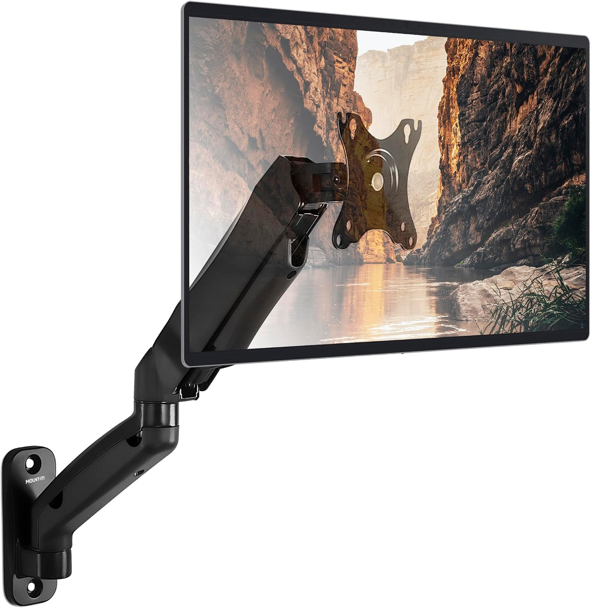 Mount-It! Brazo de montaje en pared para monitor, resorte de gas de movimiento completo, se adapta a pantallas de 13 a 32 pulgadas de hasta 14.3 libras, VESA 75 x 75 y 100 x 100, rotación giratoria inclinada, brazo de monitor de computadora montado en la