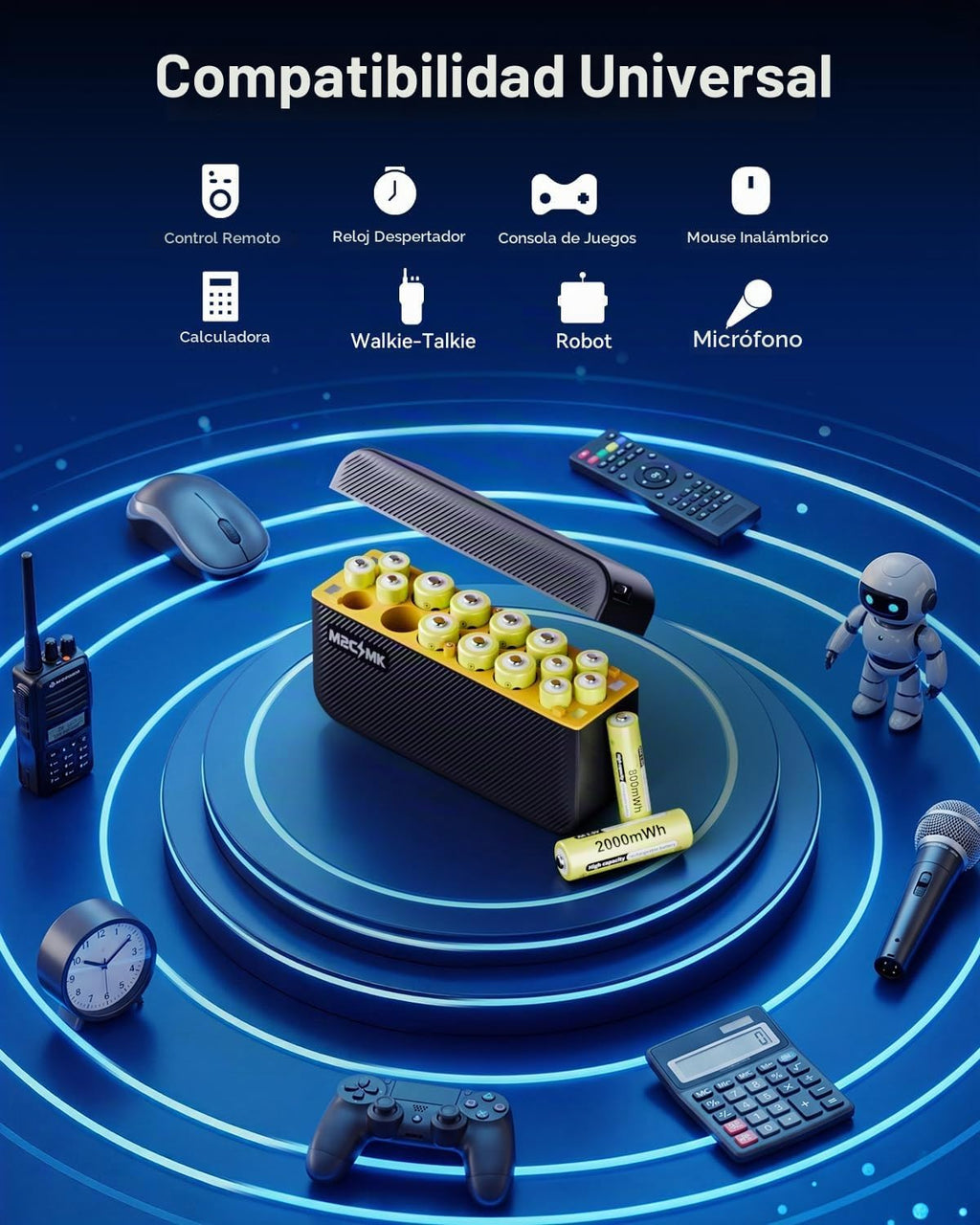 8 pilas de litio recargables AA y 8 AAA con cargador USB-C